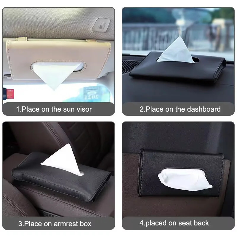 PU Leather Tissue Box Auto Car Truck Sun Visor Hanging Holder Car Tissue Boxes Auto Interior Storage Decoration Accessories 251029