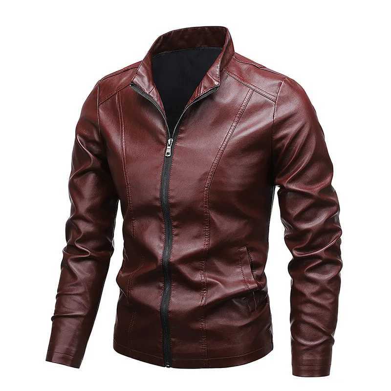 Autumn Winter Mens Standup Collar Imitation Leather Slim Loose Velvet Thickened Casual Locomotive JacketT251029