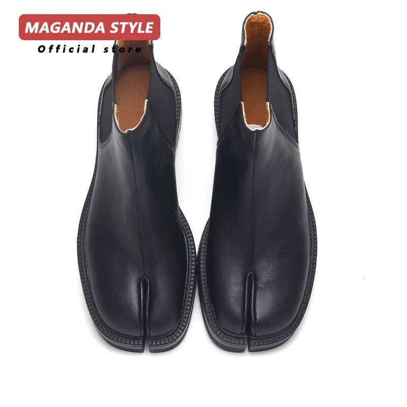 Tabi for men and women couple high top ankle leather split toe shoes British style short boots