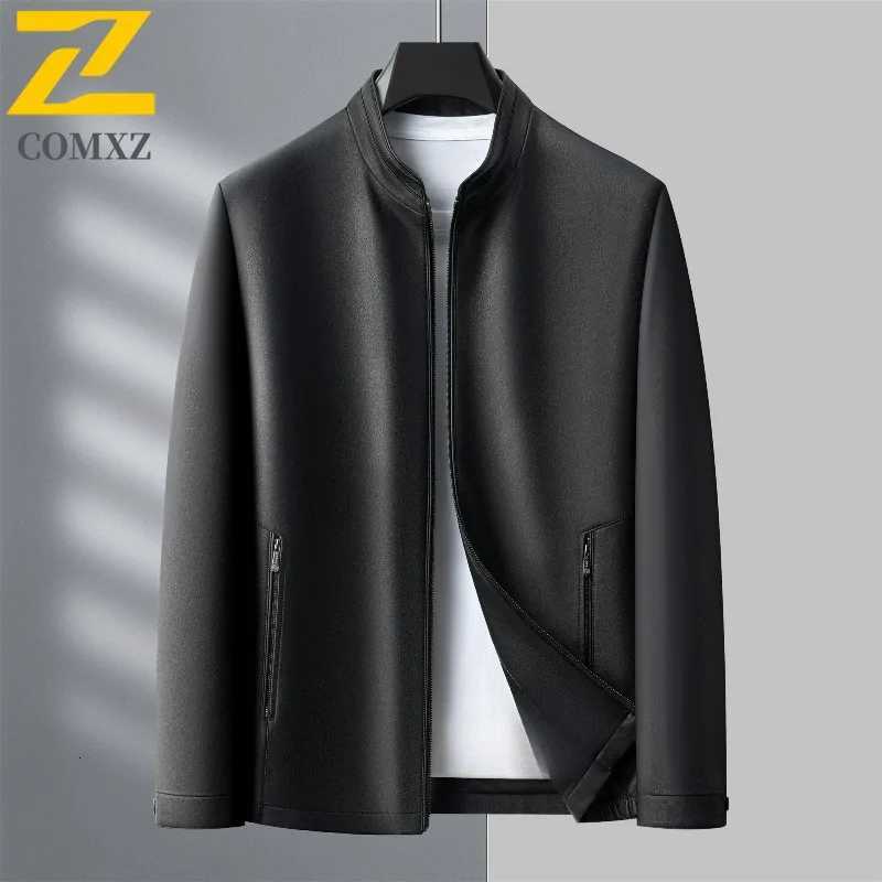 Light Luxury Leather Jacket 2025 Autumn New Classic Stand Collar Leather Coat Male Fashion Zipper Design Leather OuterwearT251029