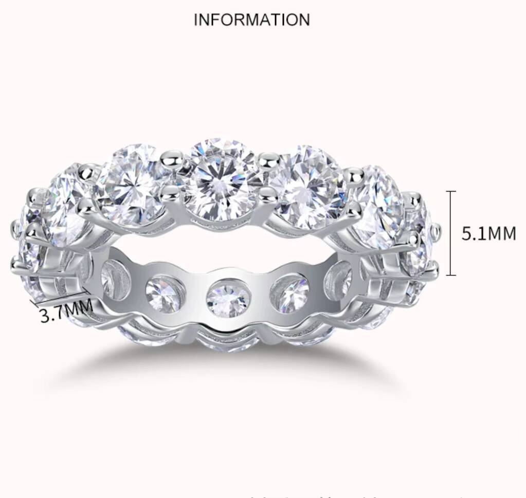 Gra Certified Moissanite Diamond Ring 925 Sterling Sliver Iced Out Hip Hop Tennis Eternity Band Cuban Link Fine Jewelry