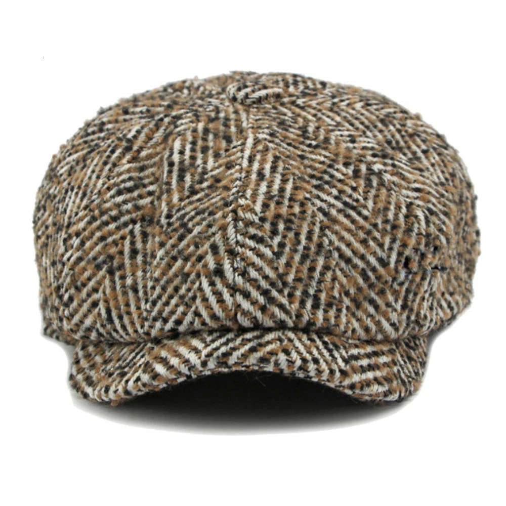 HT4409 Beret Cap Autumn Winter Hat Men Women Striped Artist Painter Wool Male Female Ivy Octagonal Flat Berets 251013