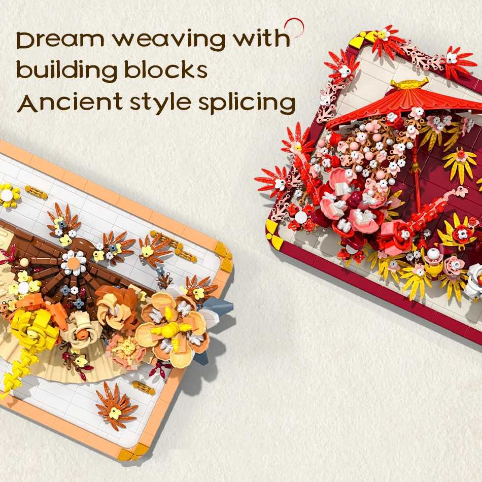 Chinese Style 3D Scroll Building Block Sets Educational Toys Flower Bricks New Year Gifts Tabletop Decoration X251029