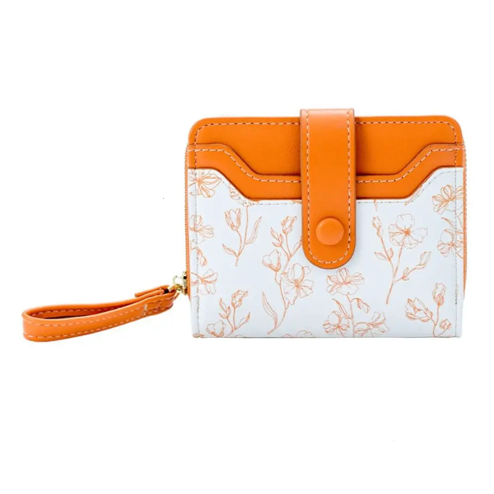 Floral Print Mini Coin Purse Bag Multi Function ID Credit Card PU Leather Short Wallet Zipper Pouch Korean Ins Fashion 251029