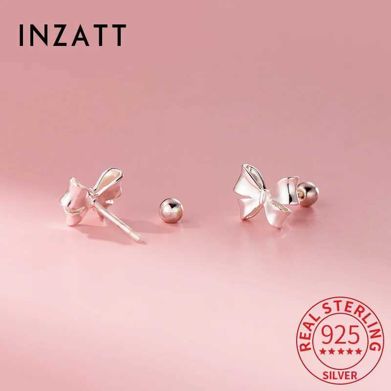 INZATT Real 925 Sterling Silver Bowknot Stud Earrings for Women Cute Fine Jewelry Light Luxury AccessoriesW251029