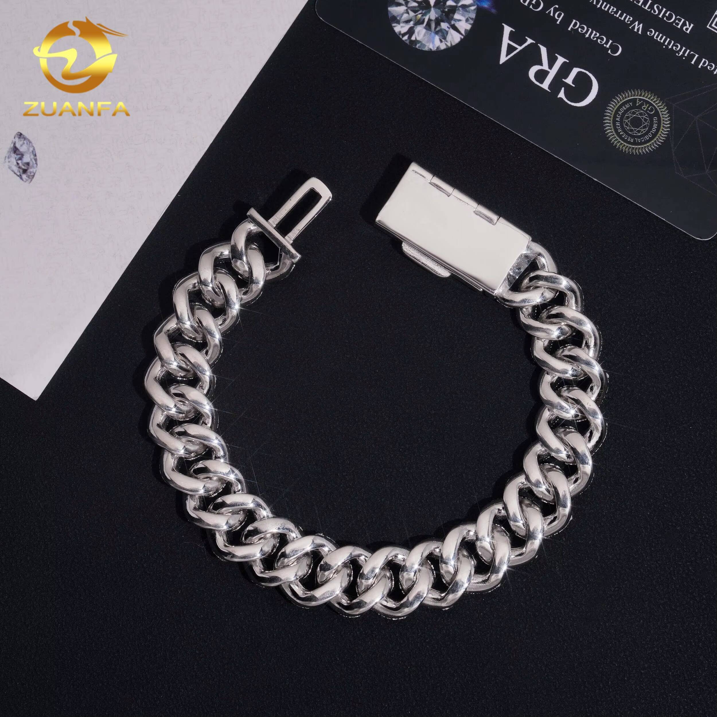 Zuanfa Jewelry PROMOTION Moissanite Bracelet 13mm Cuban Link Chain Moissanite Cuban Link Bracelet Cuban Chain