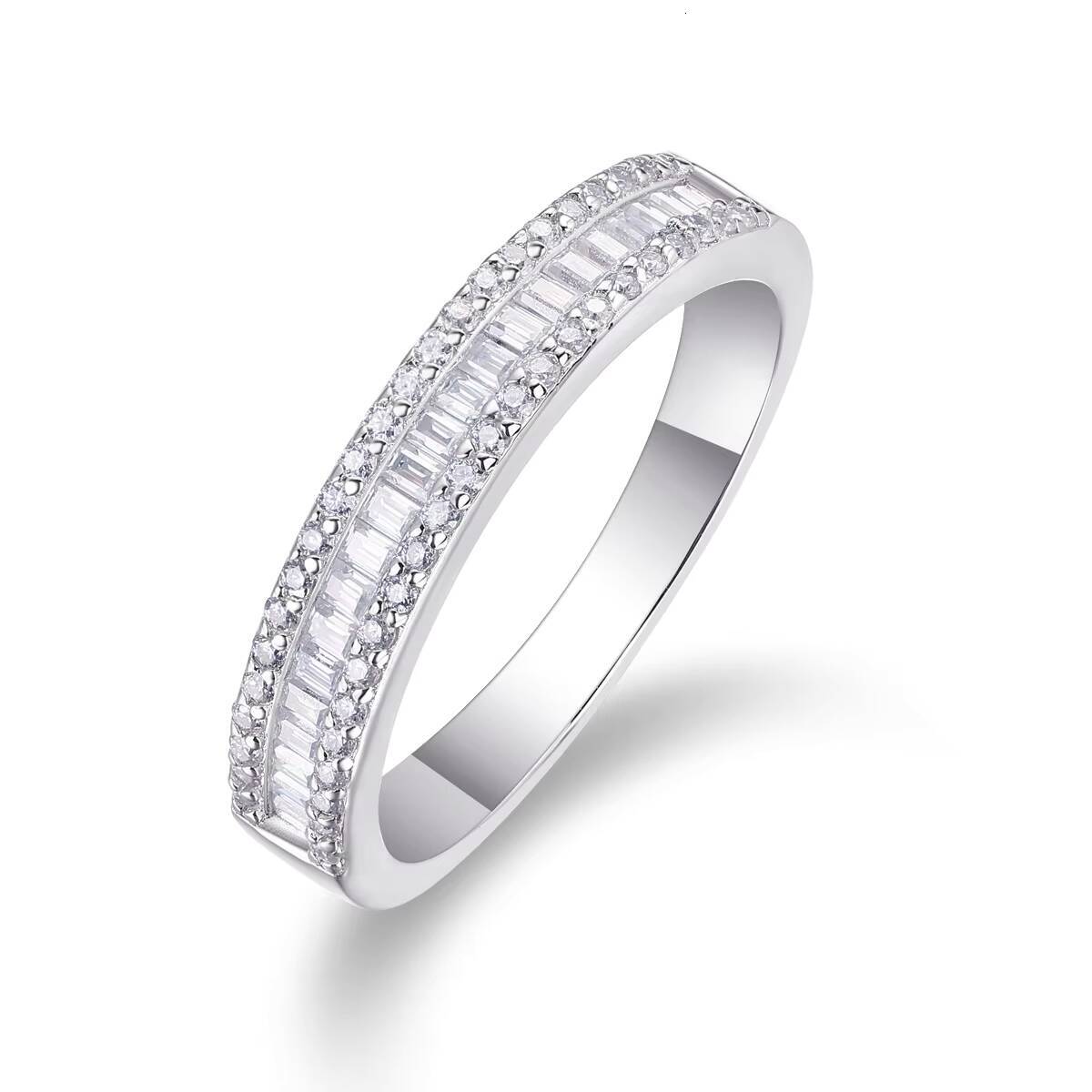 Hip Hop Style Baguette D VVS Moissanite Diamond 925 Sterling Silver Cuban Engagement Rings Wedding Party Trendy Design Women Men