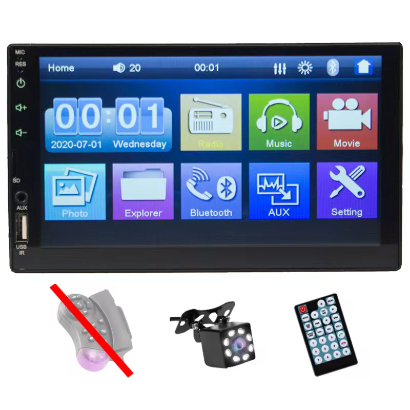Universal 2 Din Car Radio 7" Touch Screen Multimedia Player Car Player Universal MP5 Player Audio USB TF Bluetooth With Rearview Camera