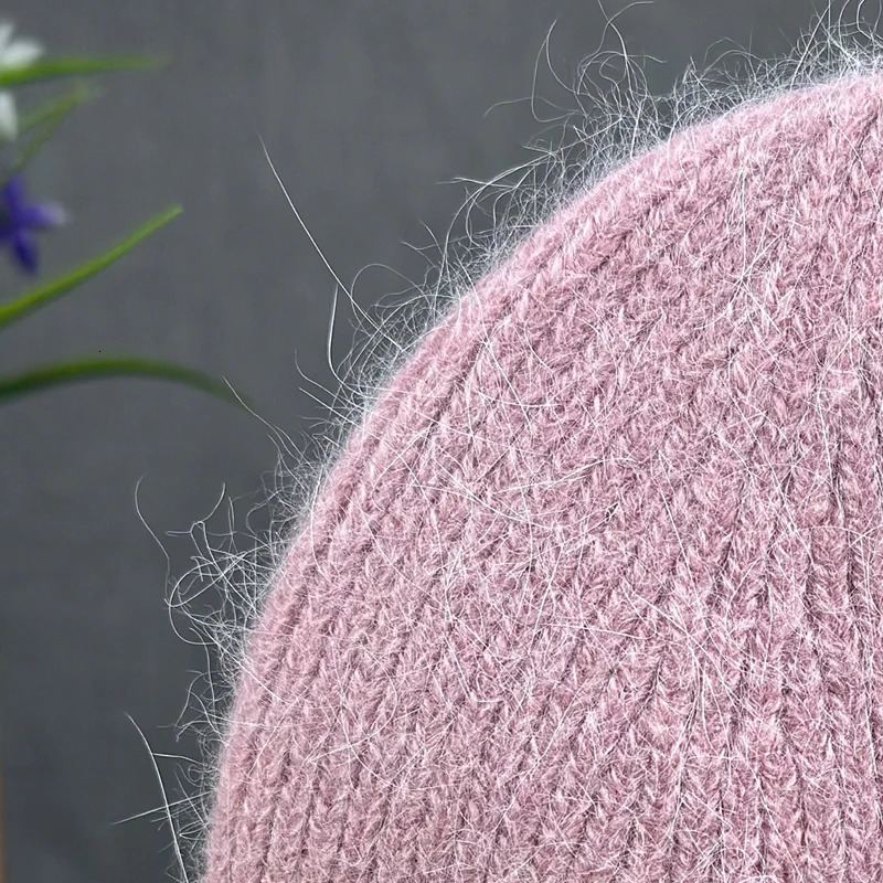 Cllikko Angora fur winter hat For Women children fox fur pompom hats Beanies Big size Bonnet Female Soft Warm Skullies hat 251029