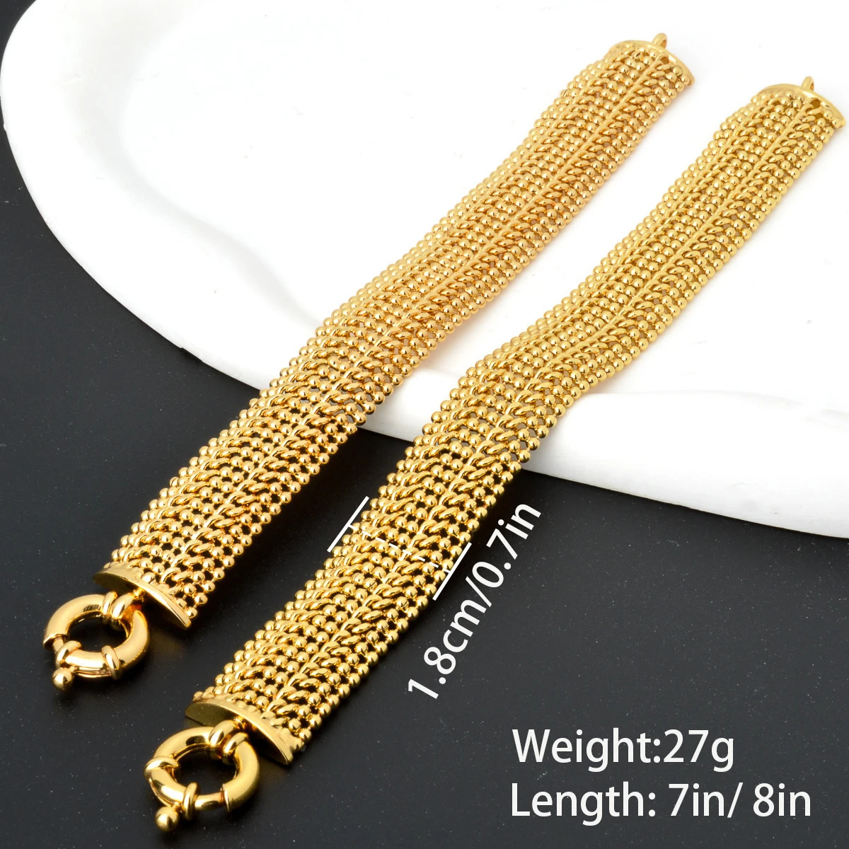 18cm Wide Copper Link Chain Bracelets for Unisex 18K Gold Plated Miami Curb Bangle Punk Classic Wristband Jewellery Party Gift 251028ww