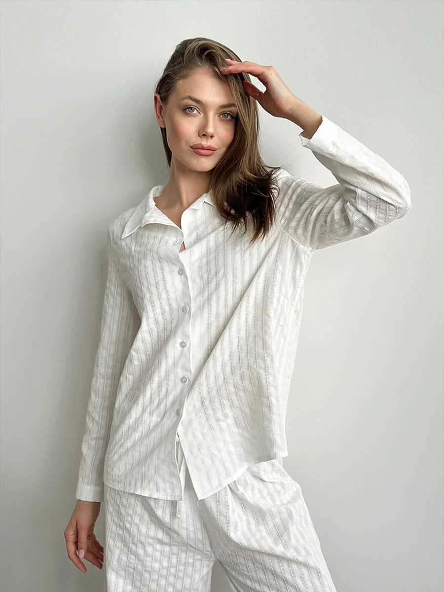 Blubelle 100 Cotton Cardigan Pants Pajama Set 2025 New Style Lapel Long Sleeved Long Pants Pajama Womens Casual SetT251029