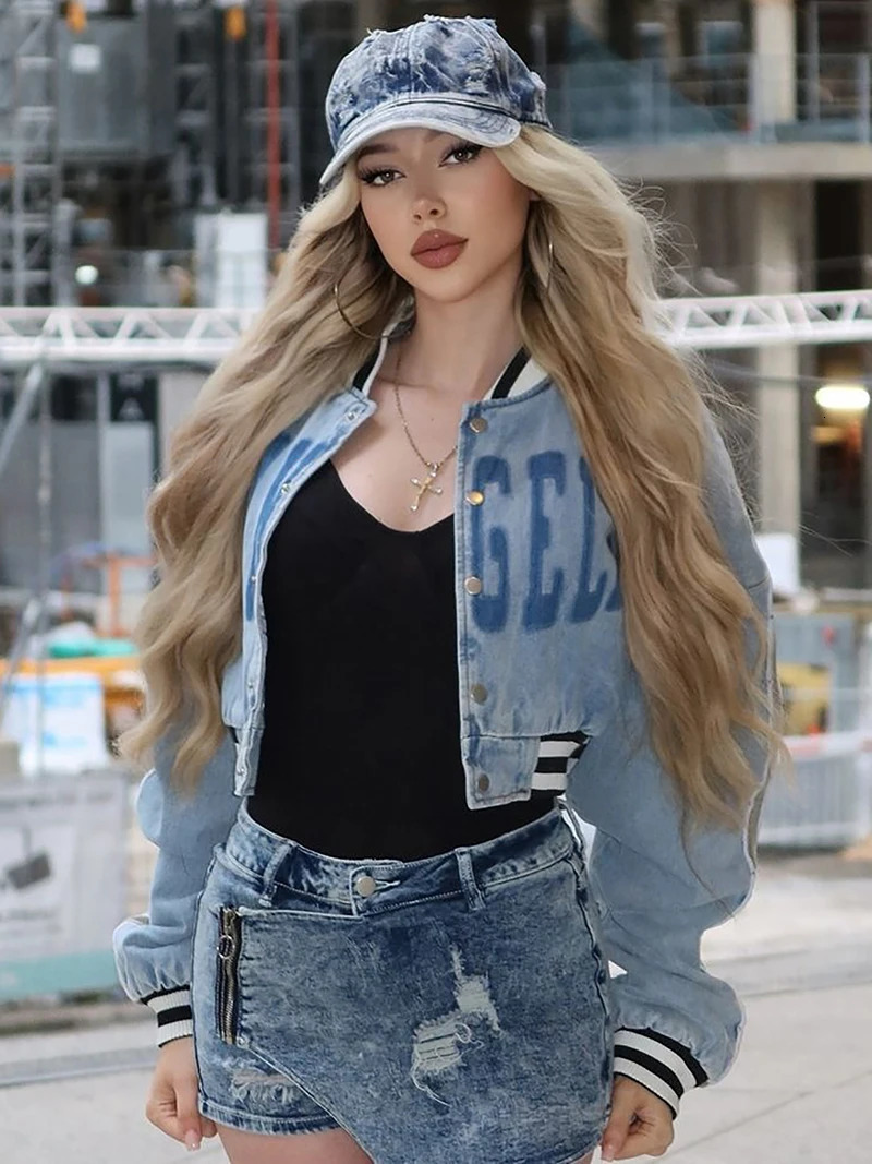 DGLUKE Cropped Bomber Jacket Women Letter Printed Varsity Jacket Patchwork Fleece Baseball Jackets Y2K Streetwear Coat 251029