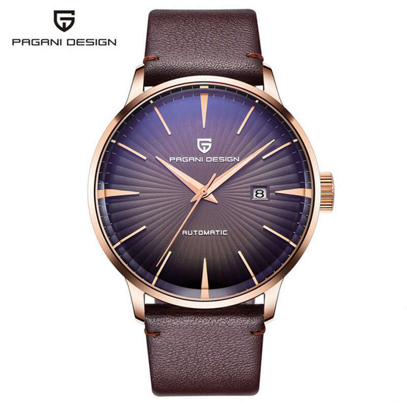 PAGANI DESIGN Novel Mechanical Pin Buckle Spiral Crown Transparent Bottom Men's Wrist Watch PD-2770