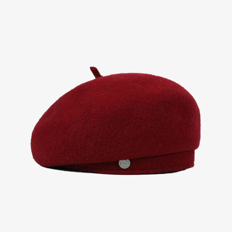 Women French Art Retro Wool Felt Autumn Solid Colors Warm Winter Beanie Hat Beret Cap For Female 251029