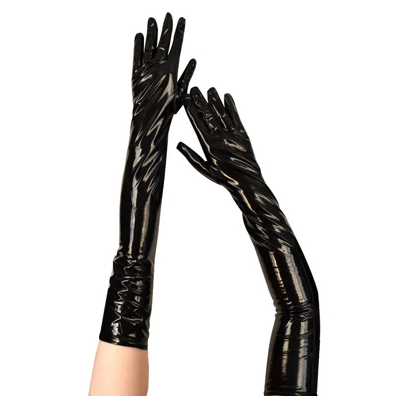 Sexy Women Shiny Long Gloves Leather Latex Cosplay Clothing Pole Dancing Night Club Accessories Tight 251013