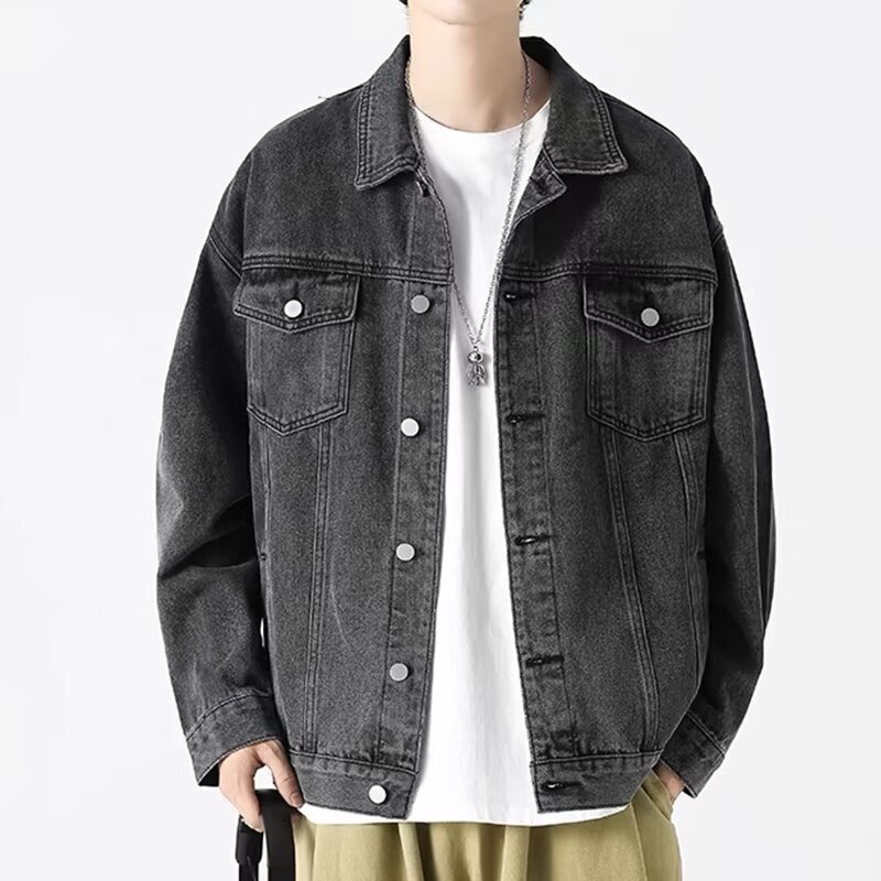 American Designer Jacket Style Denim Jacket For Men Loose Fit Top Cool Trendy Spring Autumn Casual Versatile Workwear Jacket Trendy