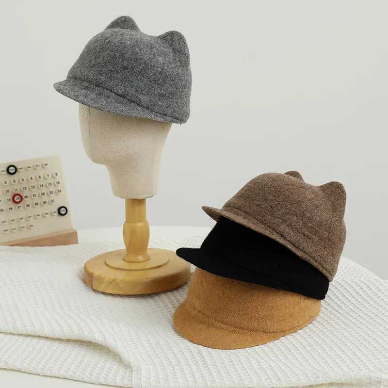 Cartoon Kids Wool Equestrian Hat Spring Winter Warm Children Duckbill Cap 26year Girls Boys Sunshade Visors Fashion Baby Fedora251028