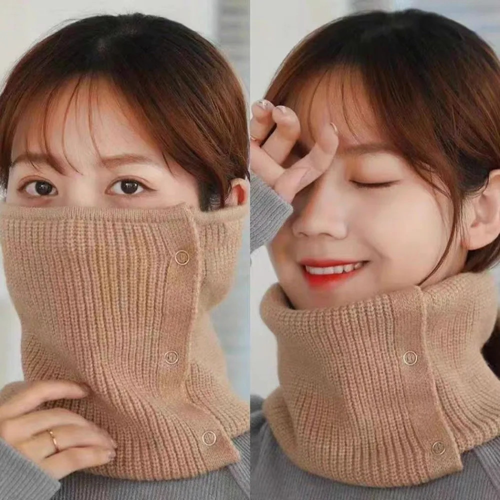 Windproof Neck Warmer Coldproof Versatile Knitted Scarf Solid Color Warm Neckerchief Gift 251021