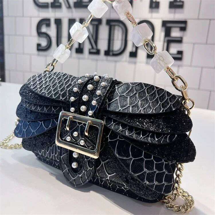 Designer Bags Designer Brand New Pearl Rivet Wings Rhinestone Acrylic Chain Handbag Shoulder Crossbags For Women Hot Selling