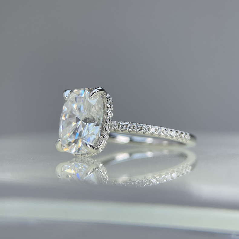 TaiYang GRA 4CT 8x10 Marquise Cut Moissanite Ring for Women, Luxurious 925 Sterling Silver Wedding Engagement Diamond Ring with Moissanite Certificate