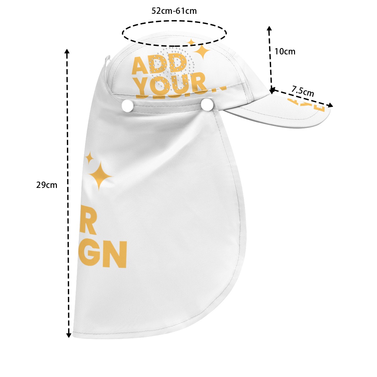 Sun Hat with Neck Cover | UPF Sun Protection Wide Brim Hat | Removable Neck Flap | Lightweight Polyester | Outdoor Beach Hat