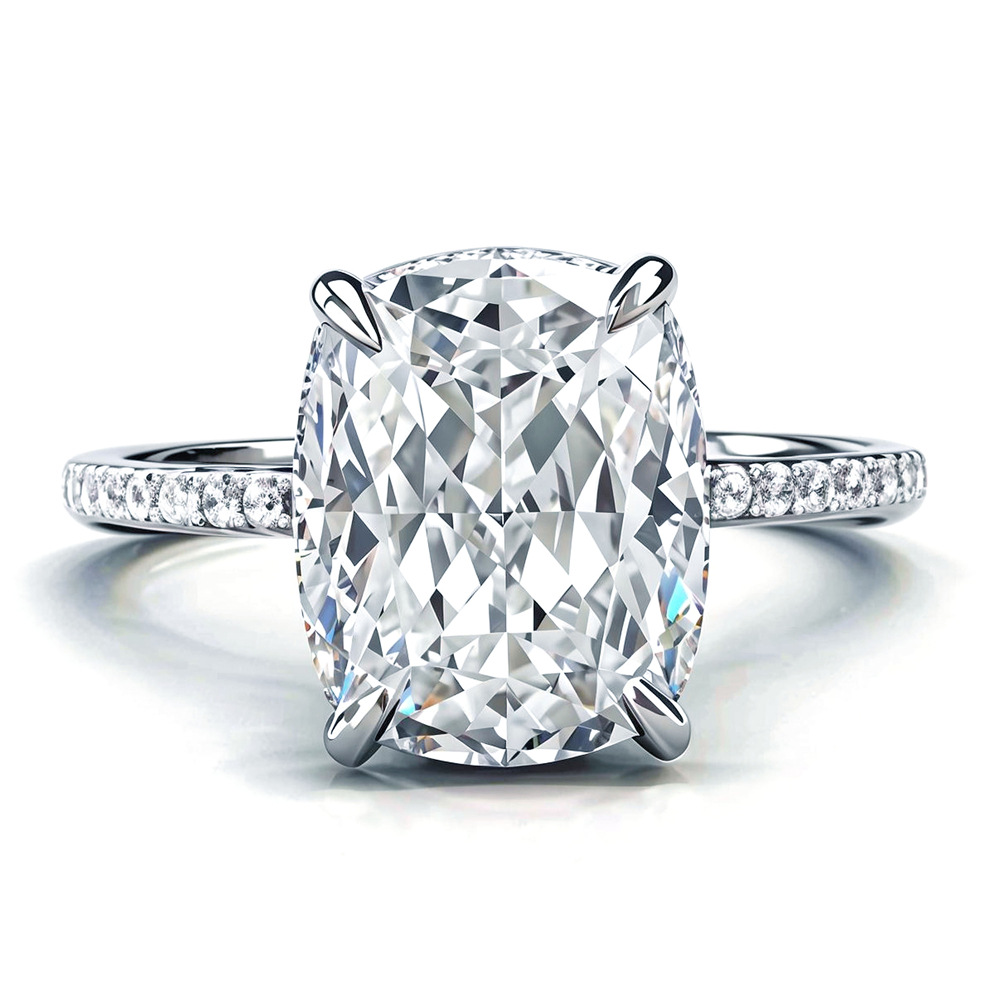 TaiYang GRA 4CT 8x10 Marquise Cut Moissanite Ring for Women, Luxurious 925 Sterling Silver Wedding Engagement Diamond Ring with Moissanite Certificate