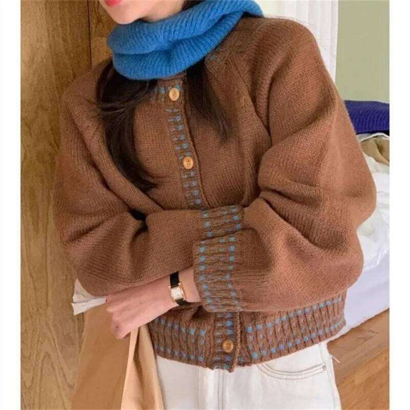 Winter Korean Style Long Sleeve Knitted Cardigan Autumn O-neck Jacket Casual Sweater Fashion Elegant Women's Knitwear
