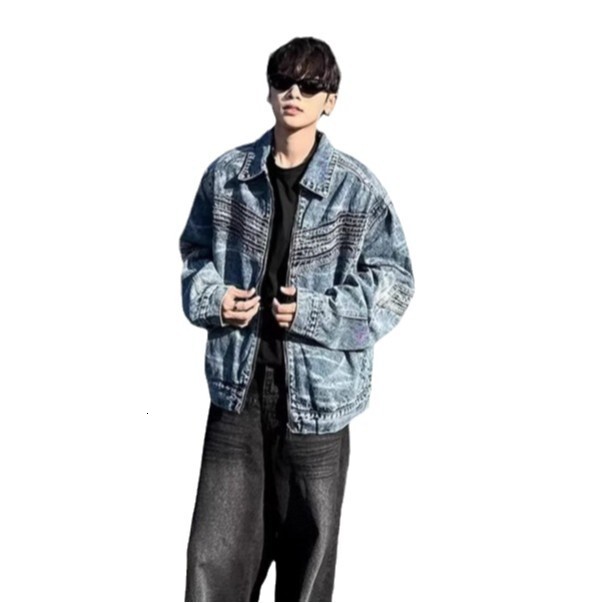High Street Washed Vintage Short Denim Designer Jacket Jacket For Men Niche Silhouette High-end Feel Loose Zipper Workwear Jacket
