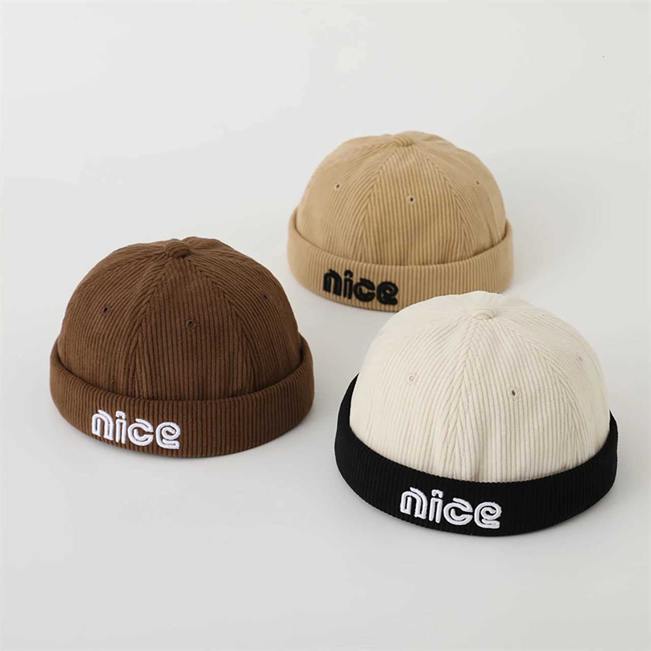 Baby Autumn Corduroy Docker Cap Letter Embroidery Dome Melon Cap Fashion Children Beanie Bonnet Hiphop Kids Brimless Hat 26Year251028