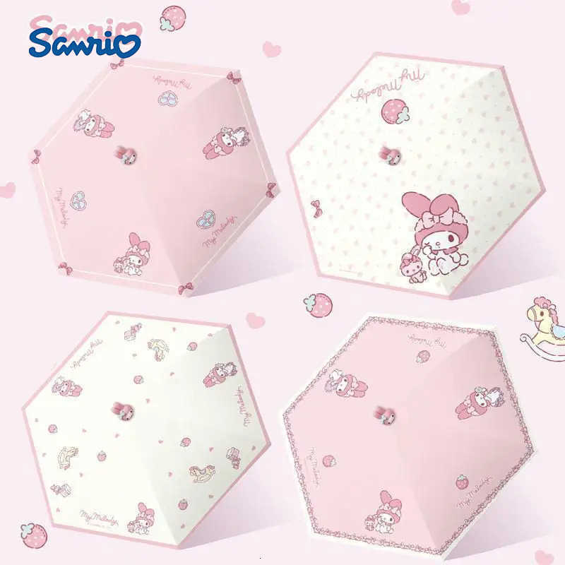 Sanrio Sanrio My Melody Umbrella Kawaii ThreeDimensional Doll Head Small FiveFold Umbrella Manual Summer Sunscreen Sunshade Genuine L251029