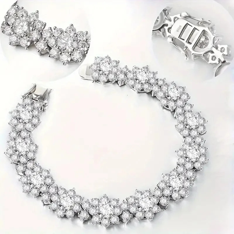 Metis D Color VVS1 Bracelet For Women 925 Sterling Silver Diamond Sunflower Bangle Wedding Bridal Hand Jewelry 251028