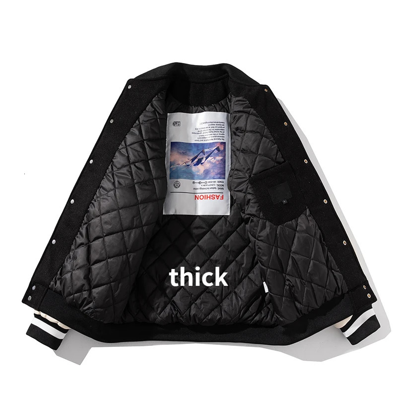 Winter Letter Baseball Jacket Men Women American Varsity Thick Warm Patchwork Hip Hop Coat Button Leather Sleeve Flocking 251028