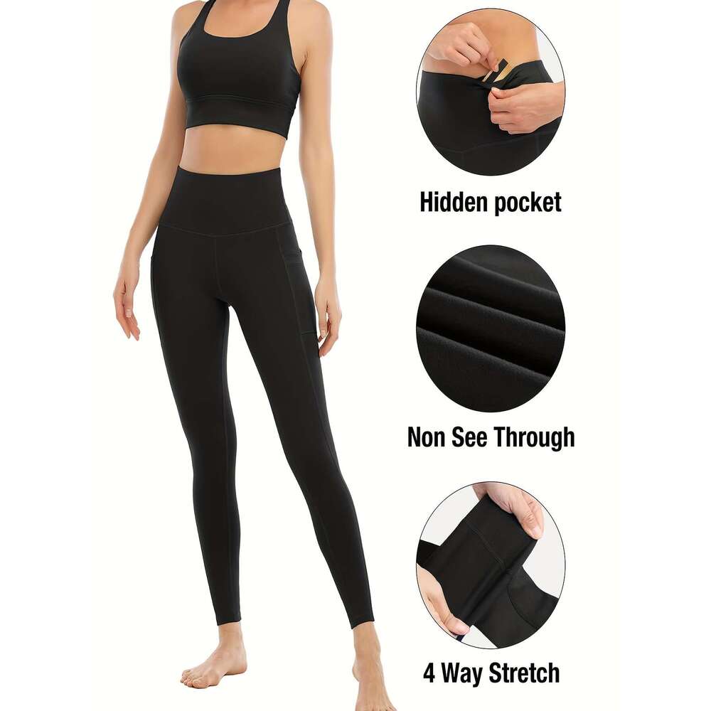 PRO-FiT 4pcs Set Of Sports Leggings, Abdominal Control, Butt Lift, Nine-point Printed Yoga Pants, Women'S Fiess Running Compression Pants