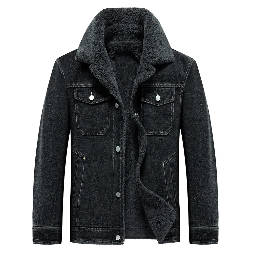 Winter Denim Jacket Coat Warm Fleece Thick Jeans Coat Men Windbreaker Fleece Thick Warm Men Jacket Multipockets Cow Overcoat 251024