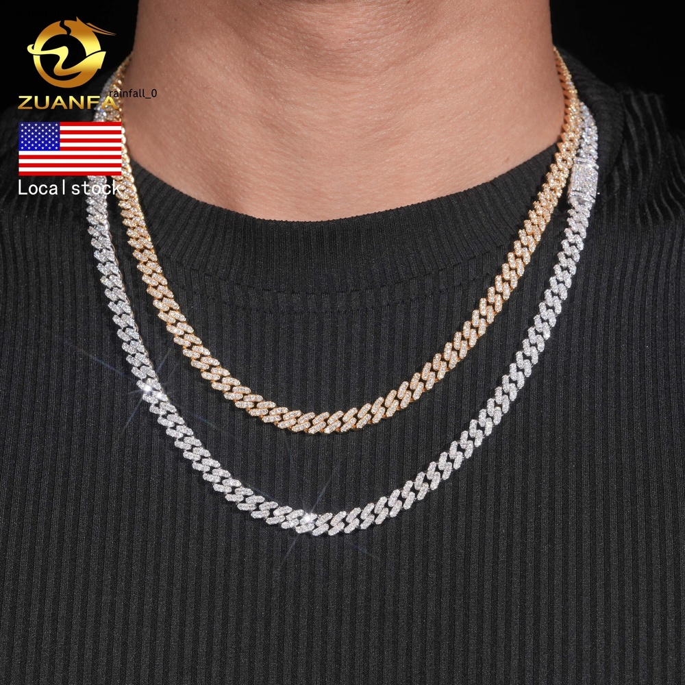 USA Local Stock Cuban Chain Moissanite Hip Hop Jewelry 6mm Moissanite Cuban Link Chain 925Silver Iced Out Cuban Bracelet for Men