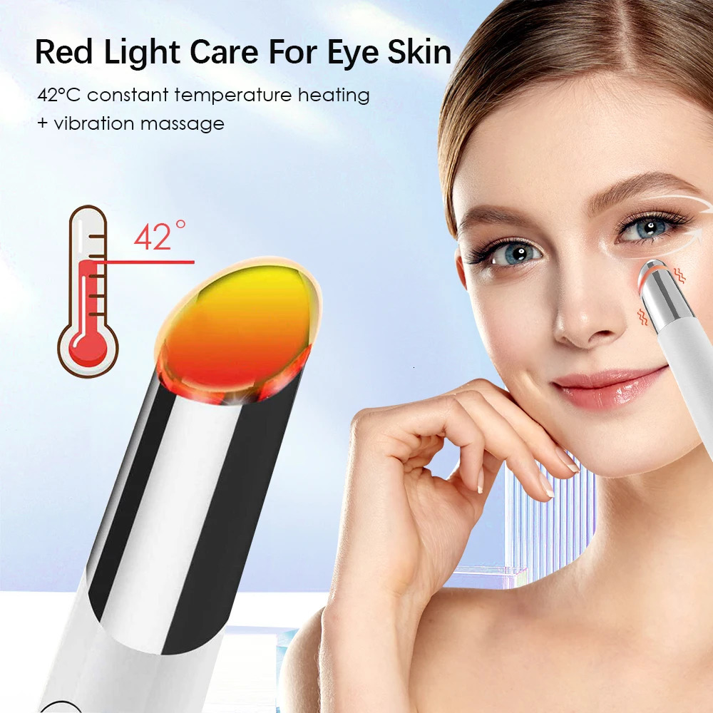 42Eye Massager Pen Compress LED Eye Lip Massager Wand Smart Disinfection Eye Skin Tighten Anti Aging Eye Wrinkle Beauty 251027