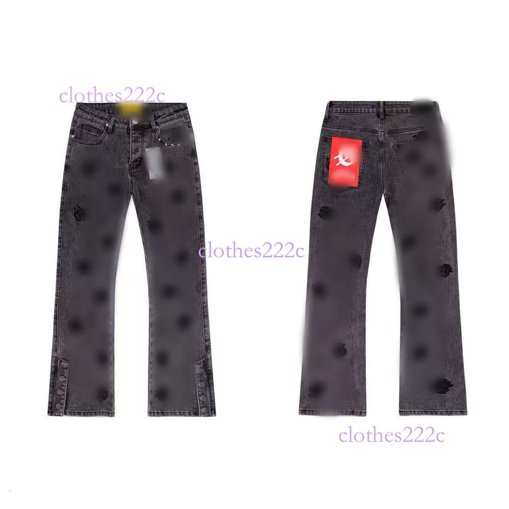 Style Trendy Brand Distressed Patchwork Straight-Leg Jeans American Casual Rock Street Hip-Hop