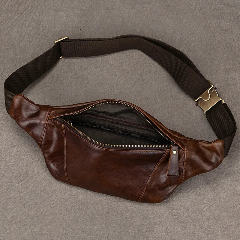 Mens Leather Chest Bags Crossbody Shoulder Bag For Man Male Leather Waist Pack Sling Bag For Outdoor Sports Belt Pouch Small 251021