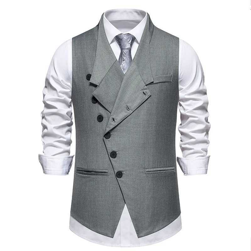 Mens Wedding and Party Vest with Diagonal Front Placket and SingleButton Closure W251029
