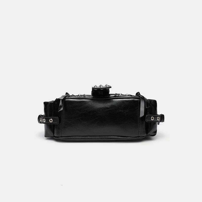 Punk girl rivet armpit solid color PU motorcycle style single shoulder diagonal cross bag