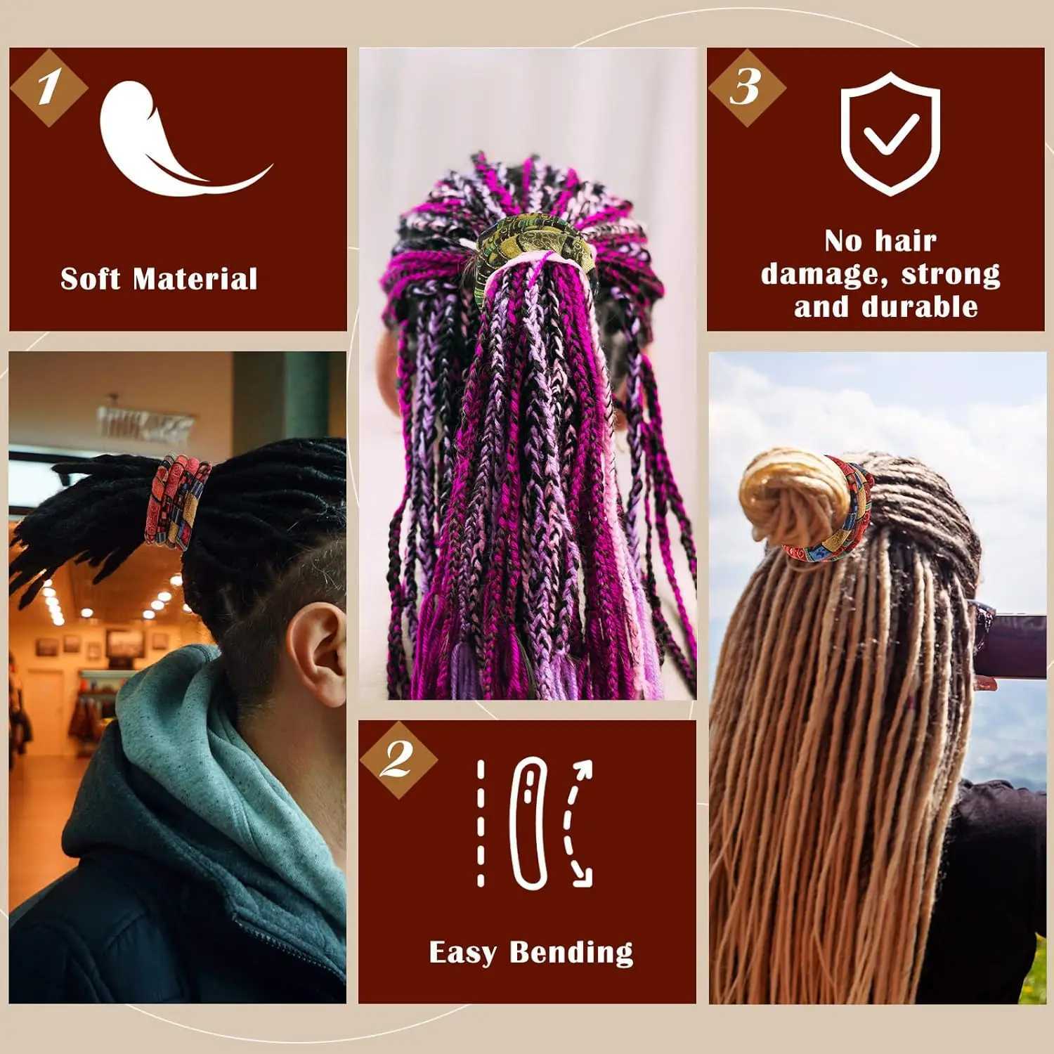 Colored dirty braid spiral long hair curling iron high ponytail headband ethnic style braid bendable hair accessory styling toolW251028