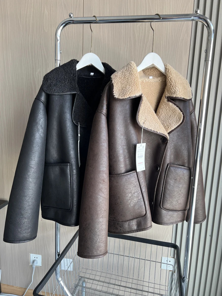 ETJ 2025 FallWinter Arrival Womens ZW Series DoubleSided Collar Oversized LongSleeve Jacket Warm Coat 3548246 251029