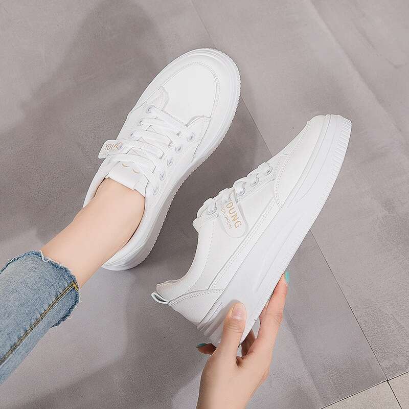 White Sneakers for Women 2025 New Soft Comfortable Versatile Student Thick Sole Sports Casual Shoes