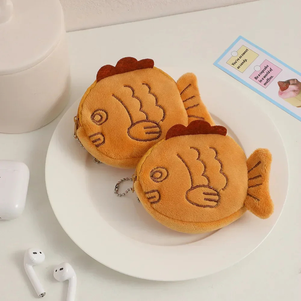 Cartoon Snapper Plush Coin Purse Cute Coin Pouch Cute Purse Bag Pendant Fun Earphone Data Cable Storage Bag 251029
