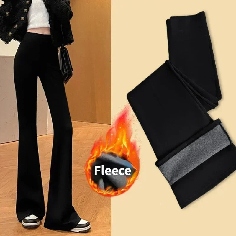 Fleece Thick Wide Leg Pants High Waist Yoga Sport Leggings Gym Fitness Tights Casual Streetwear Vintage Pantalon Femme 251029