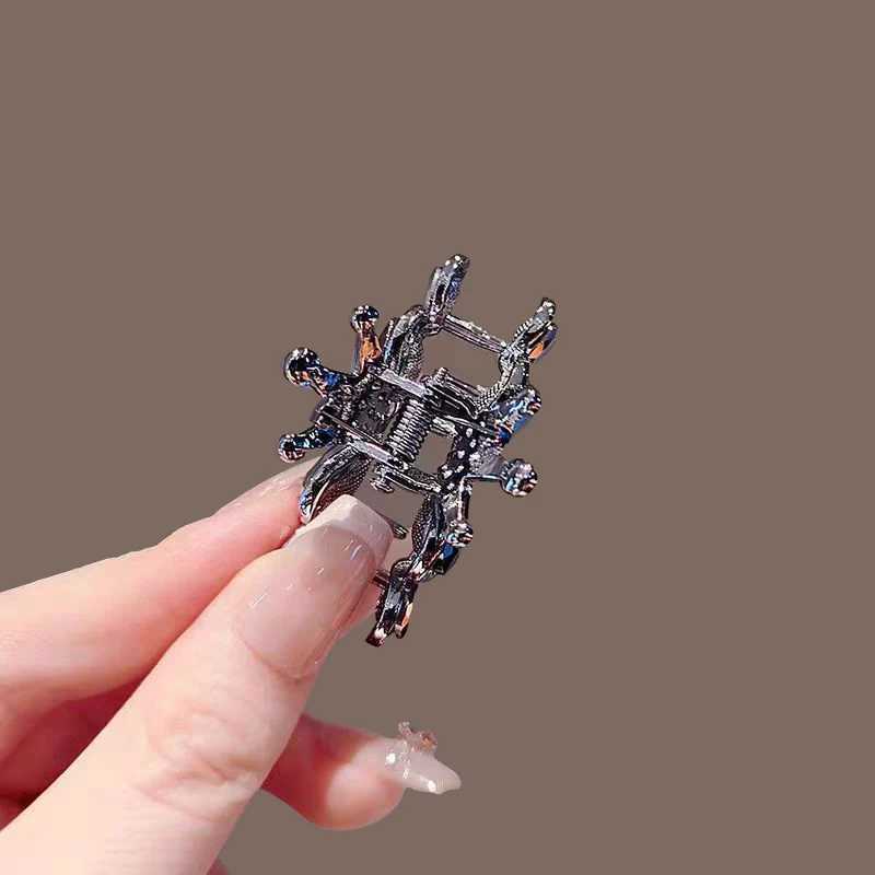 Shining Black Hair Grab Clip For Women Ladies New Fashion Alloy Rhinestone Crown Elegant Summer Ponytail Hairpins Hair AccessorW251028