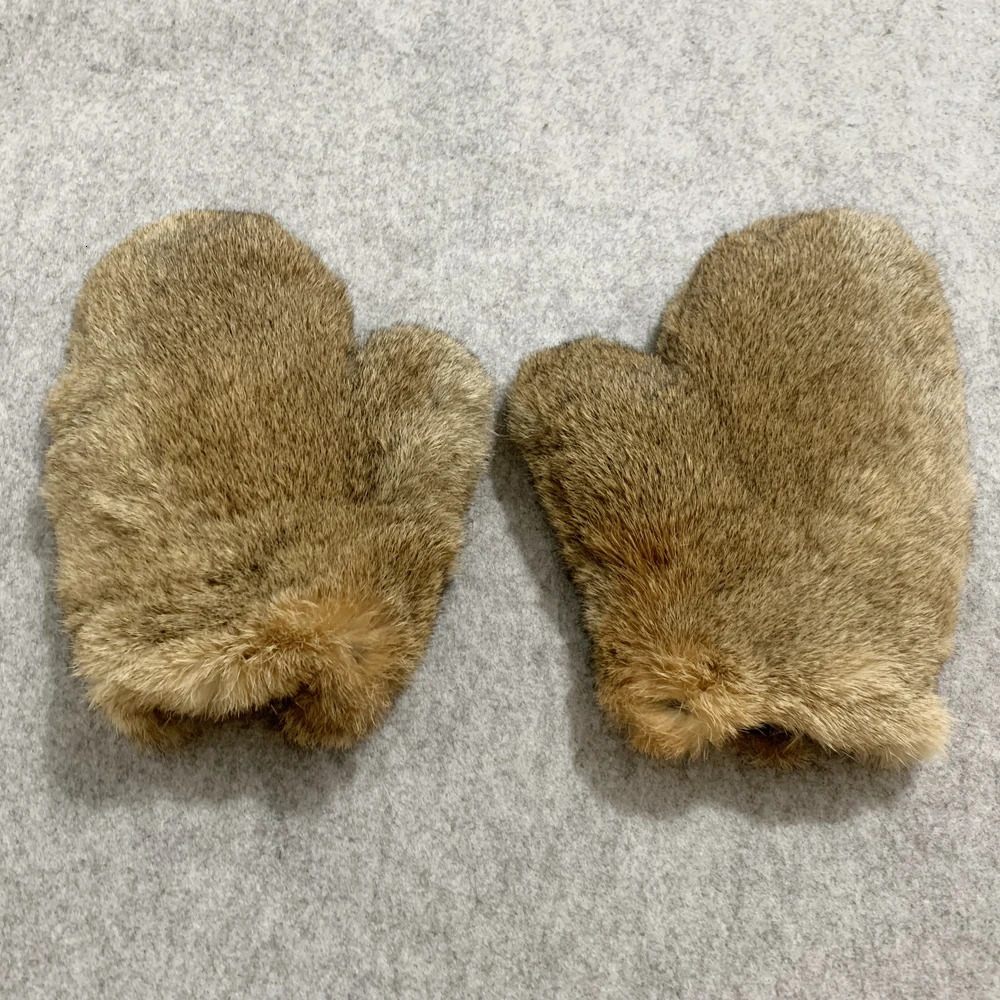 2025 Winter Women Real Genuine Rabbit Fur Mittens Fahion Unisex Warm Rabbit Fur Mitten Male Natural Fur Plus Gloves 251029