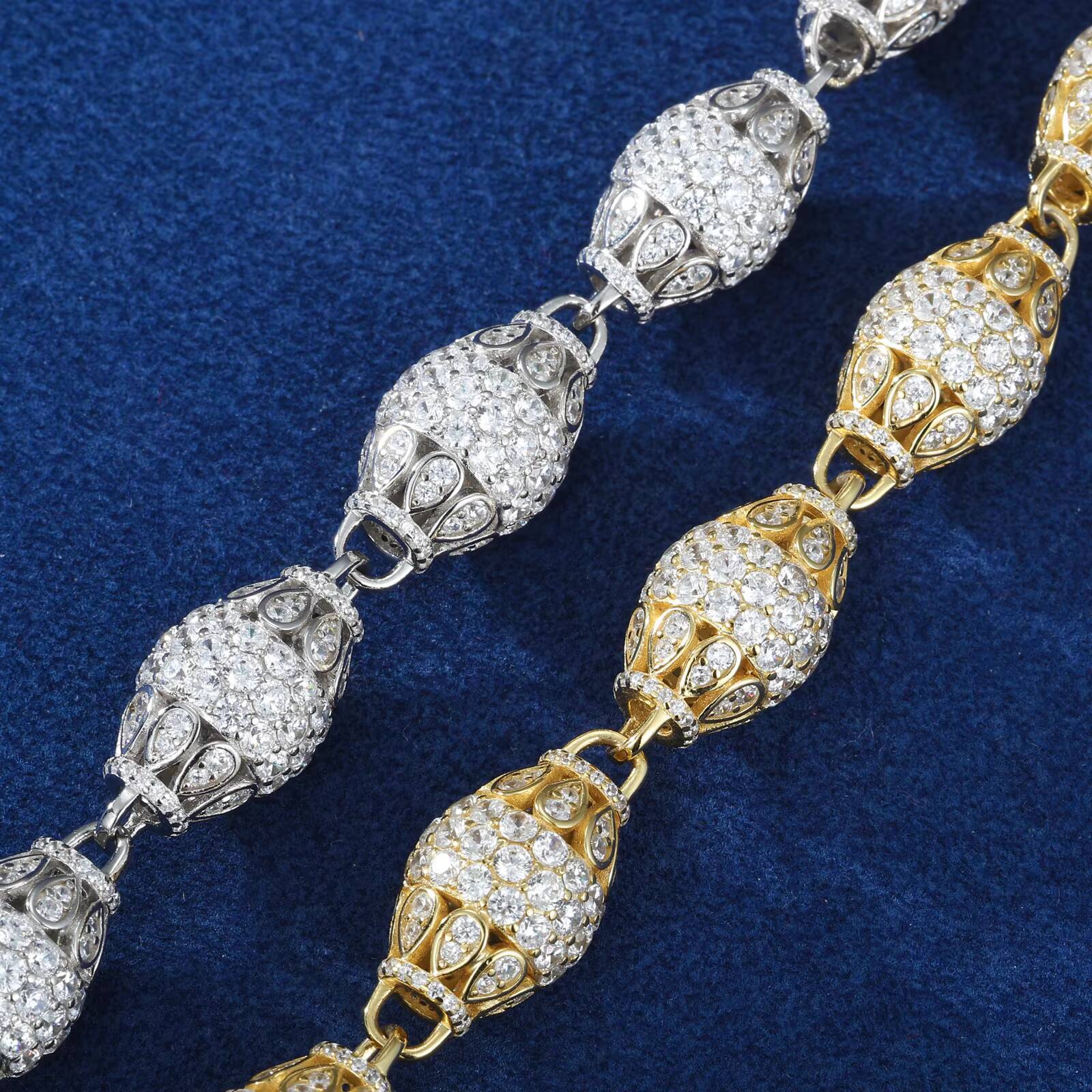 New Arrival Rapper Hip Hop Jewelry 12mm 925 Silver Vvs Moissanite Diamond Iced Out Olive Bracelet With Gra Certificate