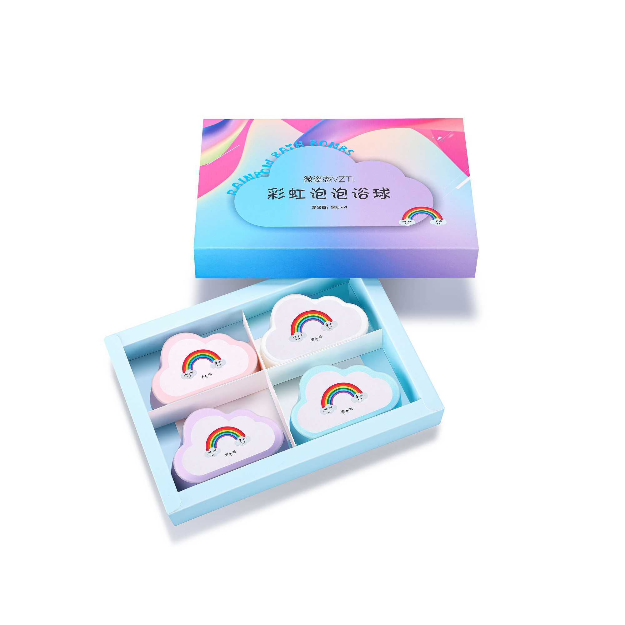 Rainbow cloud bath aromatherapy ball childrens bath cleaning bathtub bath essential oil 45g bubble bombs 4pack L251029