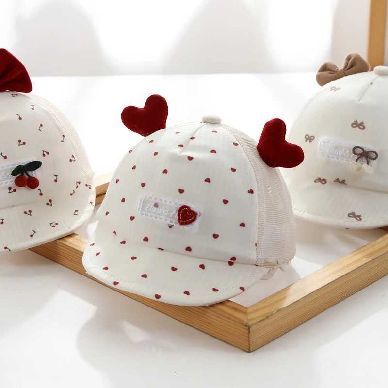 Red Bow Girls Mesh Duck Tongue Hat 06Month Baby Sun Hats Summer Children Sunscreen Visors Cute Cartoon Infants Net Peaked Cap251028